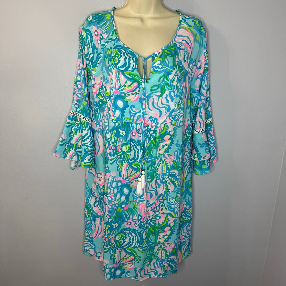 Lilly Pulitzer Azita Tunic Dress in Blue Ibiza Aqua La Vista Beach Vacation Sz S - Picture 12 of 12